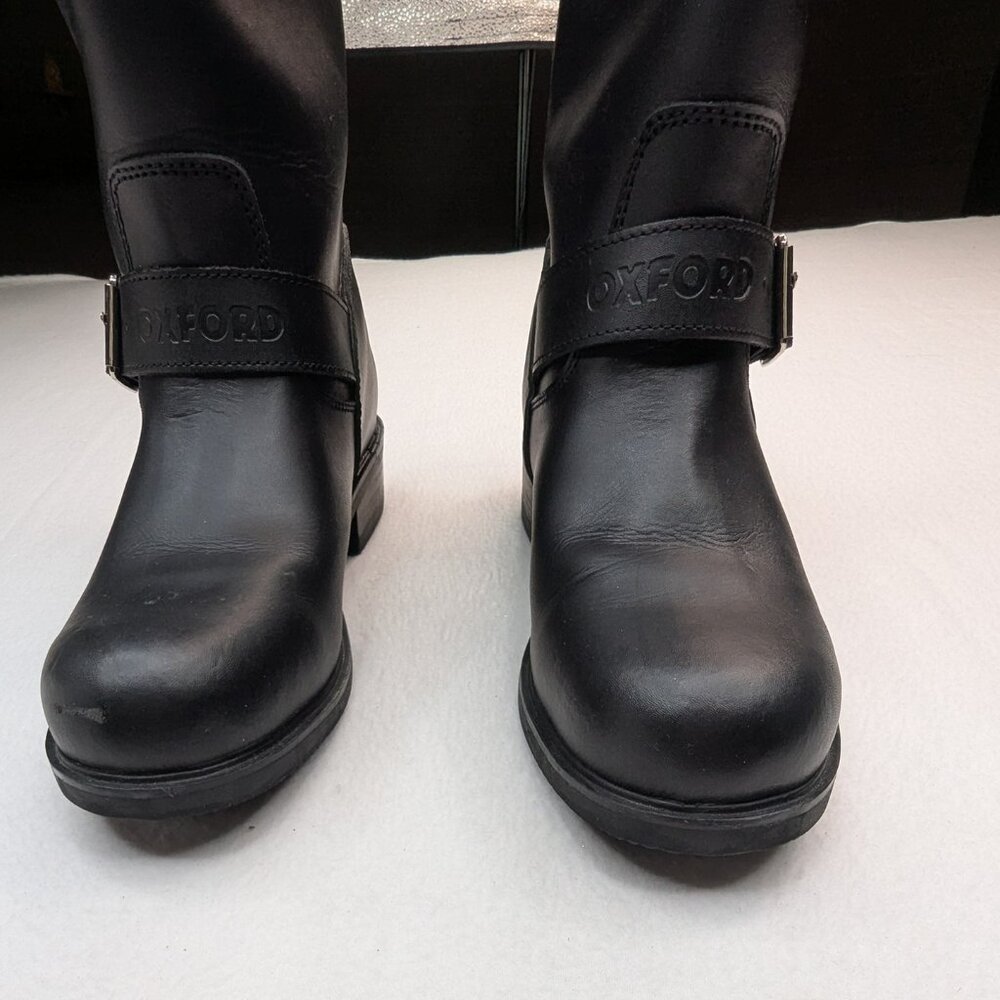 Men’s Oxford Cruiser Black Leather Motorcycle Boots Sz 43 US 9 - Picture 5 of 14